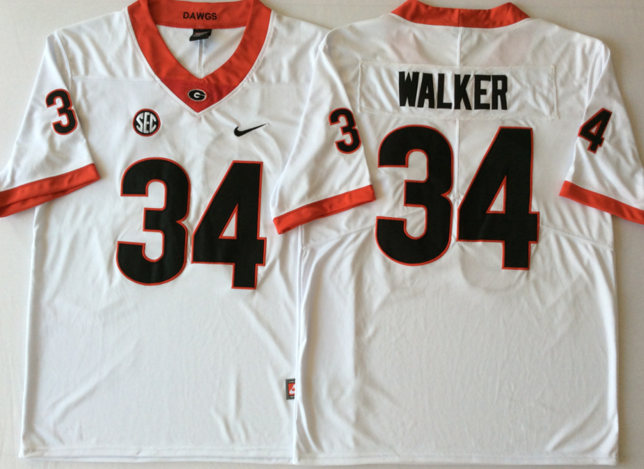 NCAA Men Georgia Bulldogs White 34 WALKER